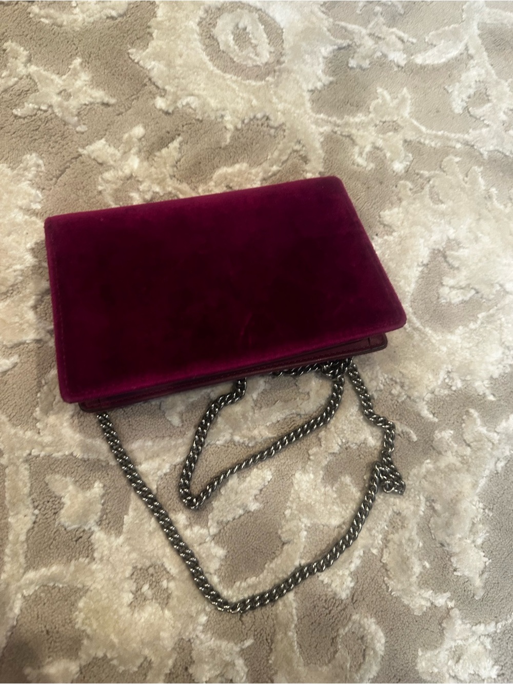 Gucci Velvet Chain Crossbody Bag in Plum